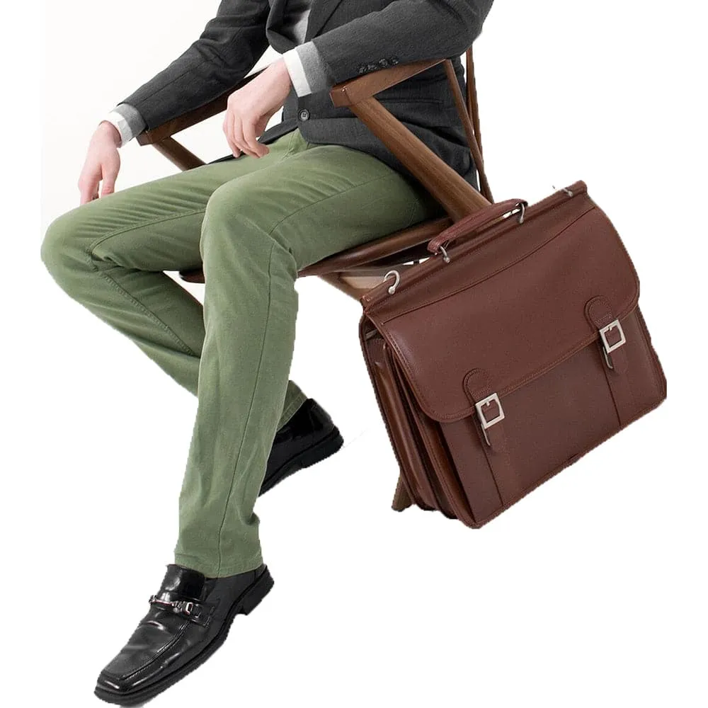 McKlein USA Halsted 15" Leather Double Compartment Laptop Briefcase