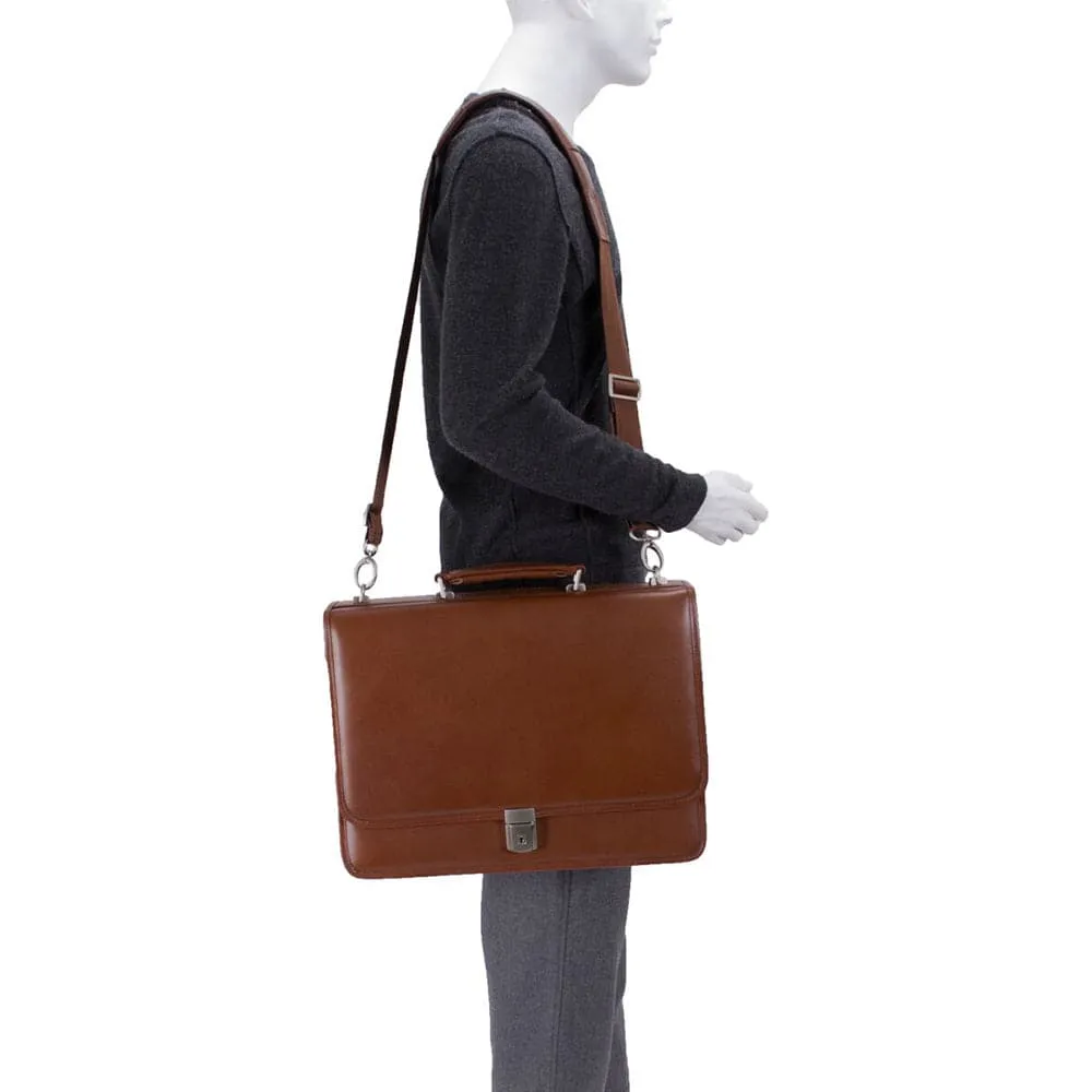 McKlein USA Lexington 15" Leather Flapover Double Compartment Briefcase