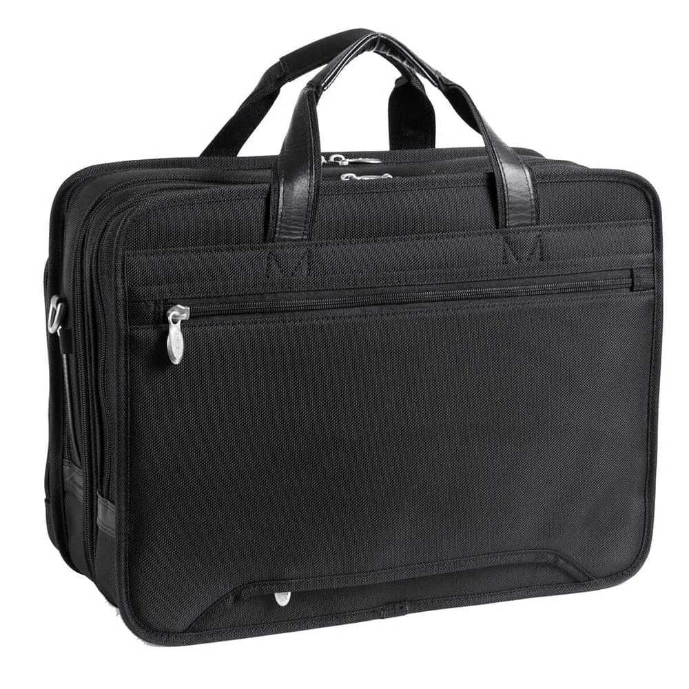 McKlein USA Walton 17" Nylon Expandable Double Compartment Laptop Briefcase with Removable Sleeve