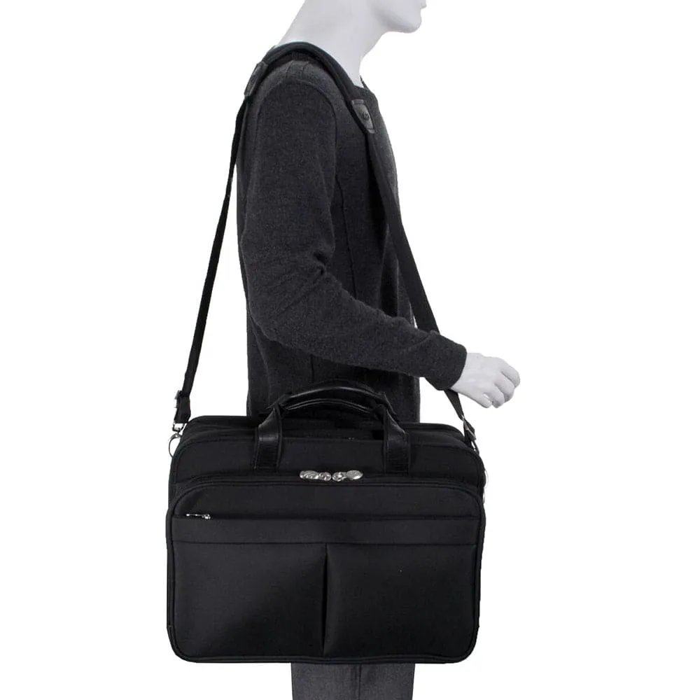 McKlein USA Walton 17" Nylon Expandable Double Compartment Laptop Briefcase with Removable Sleeve