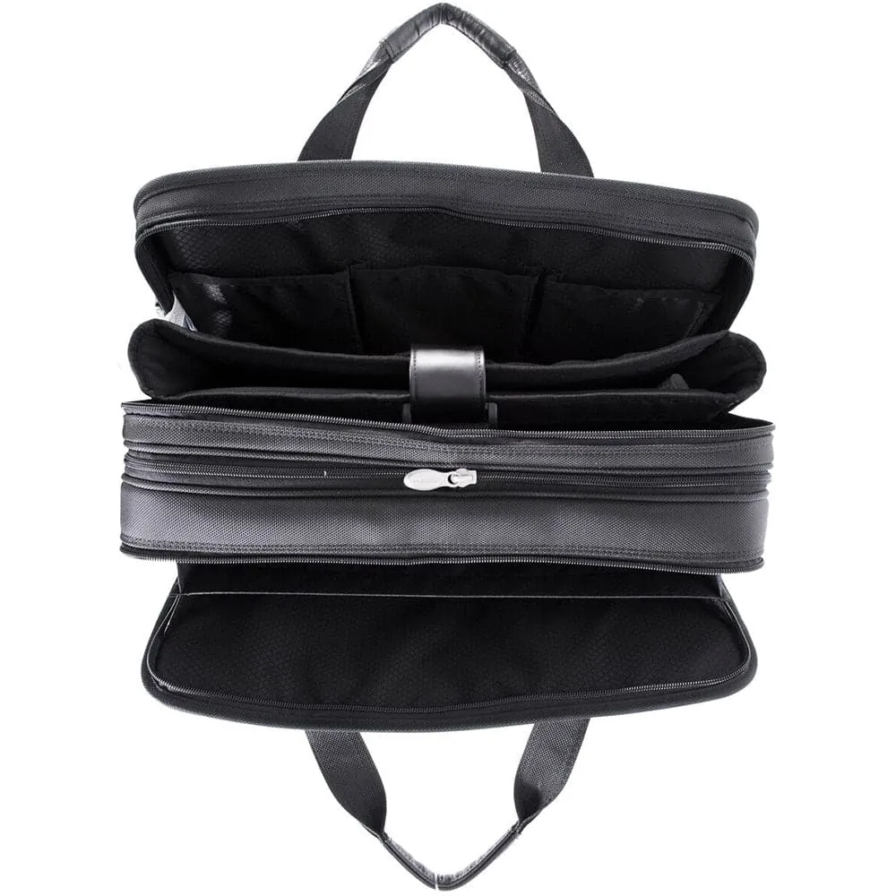 McKlein USA Walton 17" Nylon Expandable Double Compartment Laptop Briefcase with Removable Sleeve