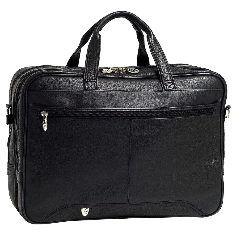 McKlein USA West Loop 17" Leather Expandable Double Compartment Briefcase