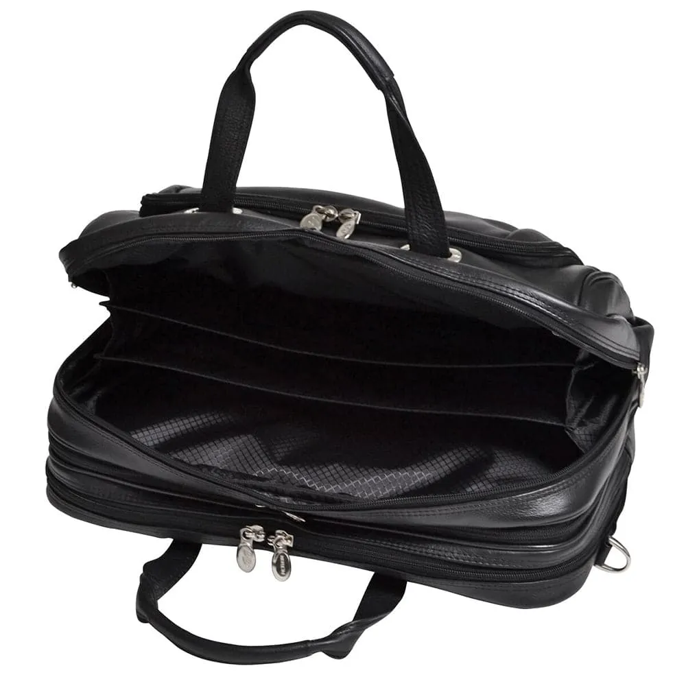 McKlein USA West Loop 17" Leather Expandable Double Compartment Briefcase