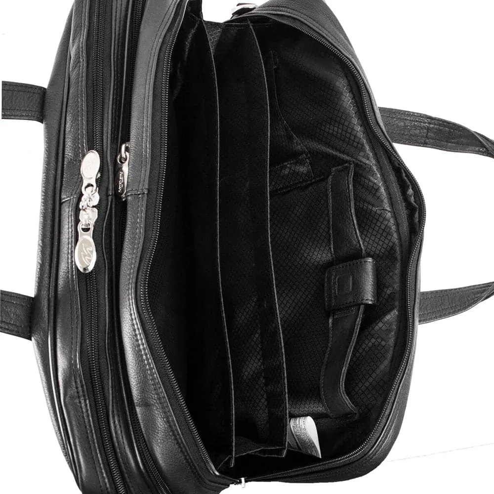McKlein USA West Loop 17" Leather Expandable Double Compartment Briefcase
