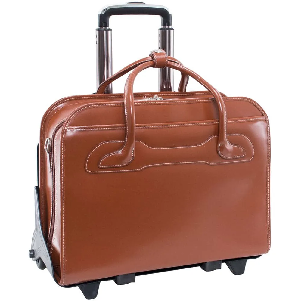 McKlein USA Willowbrook 17" Leather Patented Detachable-Wheeled Laptop Briefcase