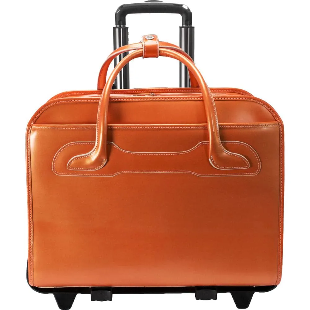McKlein USA Willowbrook 17" Leather Patented Detachable-Wheeled Laptop Briefcase