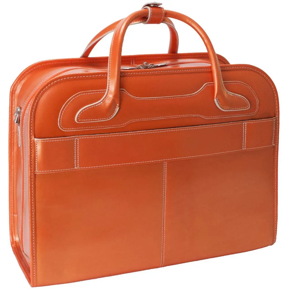 McKlein USA Willowbrook 17" Leather Patented Detachable-Wheeled Laptop Briefcase