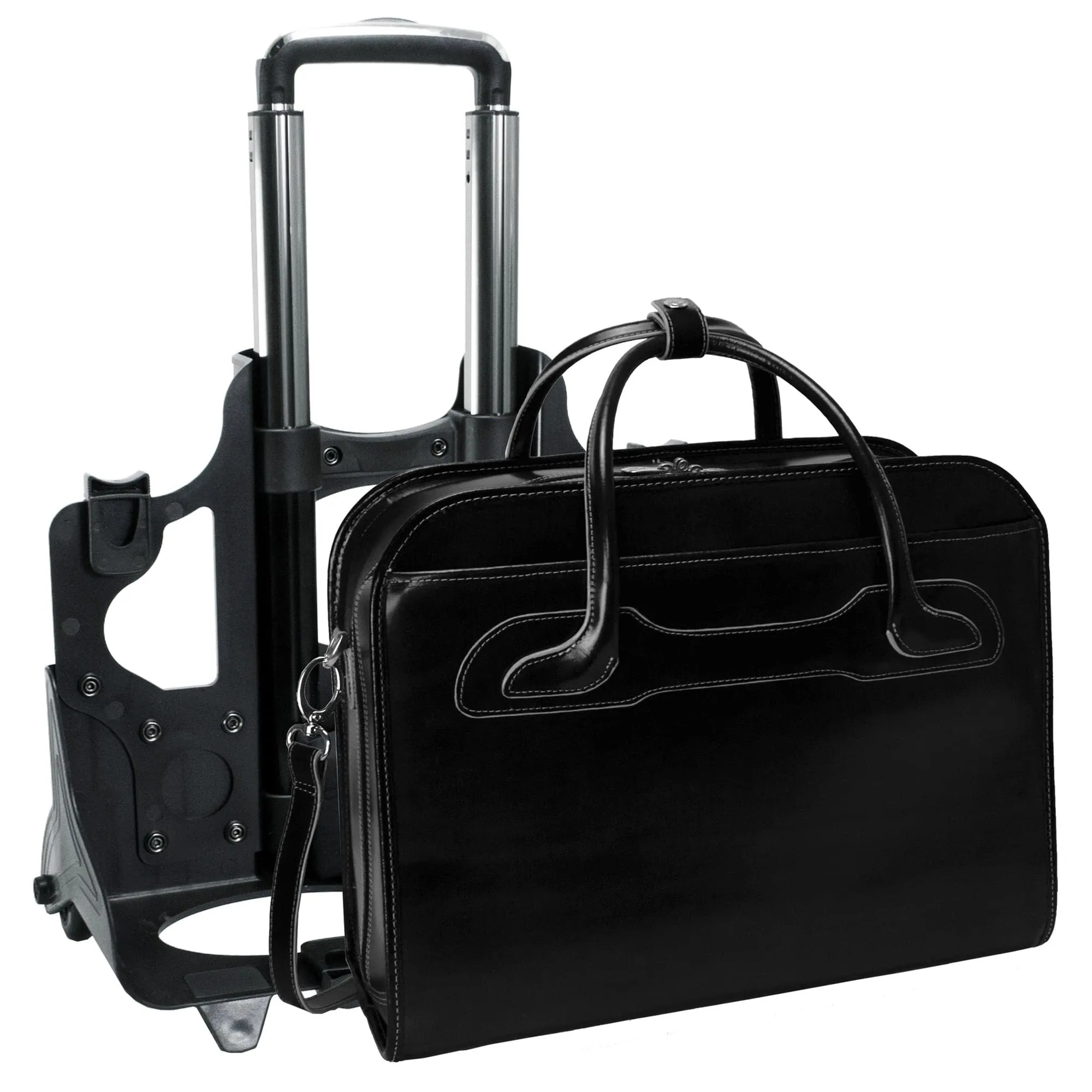 McKlein USA Willowbrook 17" Leather Patented Detachable-Wheeled Laptop Briefcase