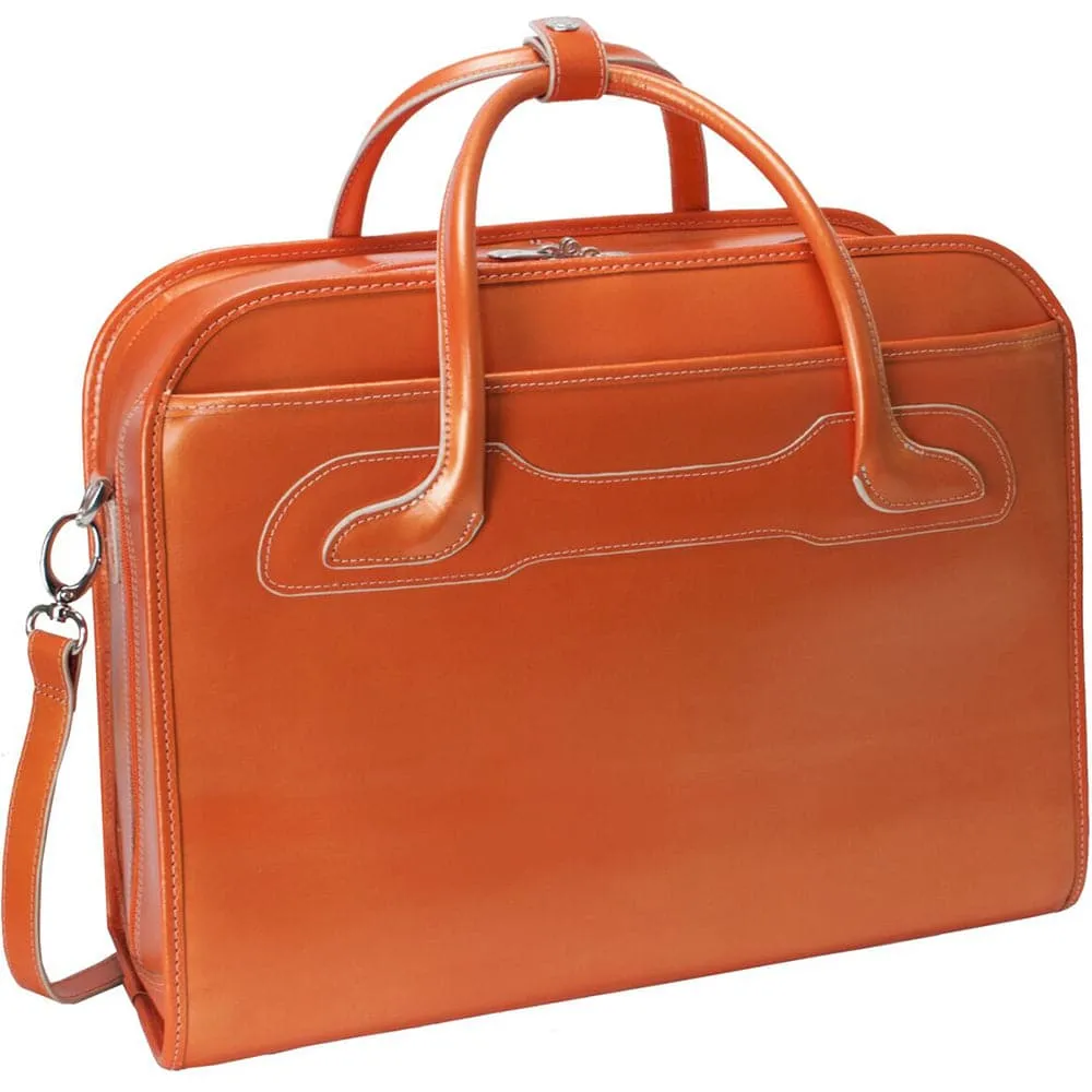 McKlein USA Willowbrook 17" Leather Patented Detachable-Wheeled Laptop Briefcase