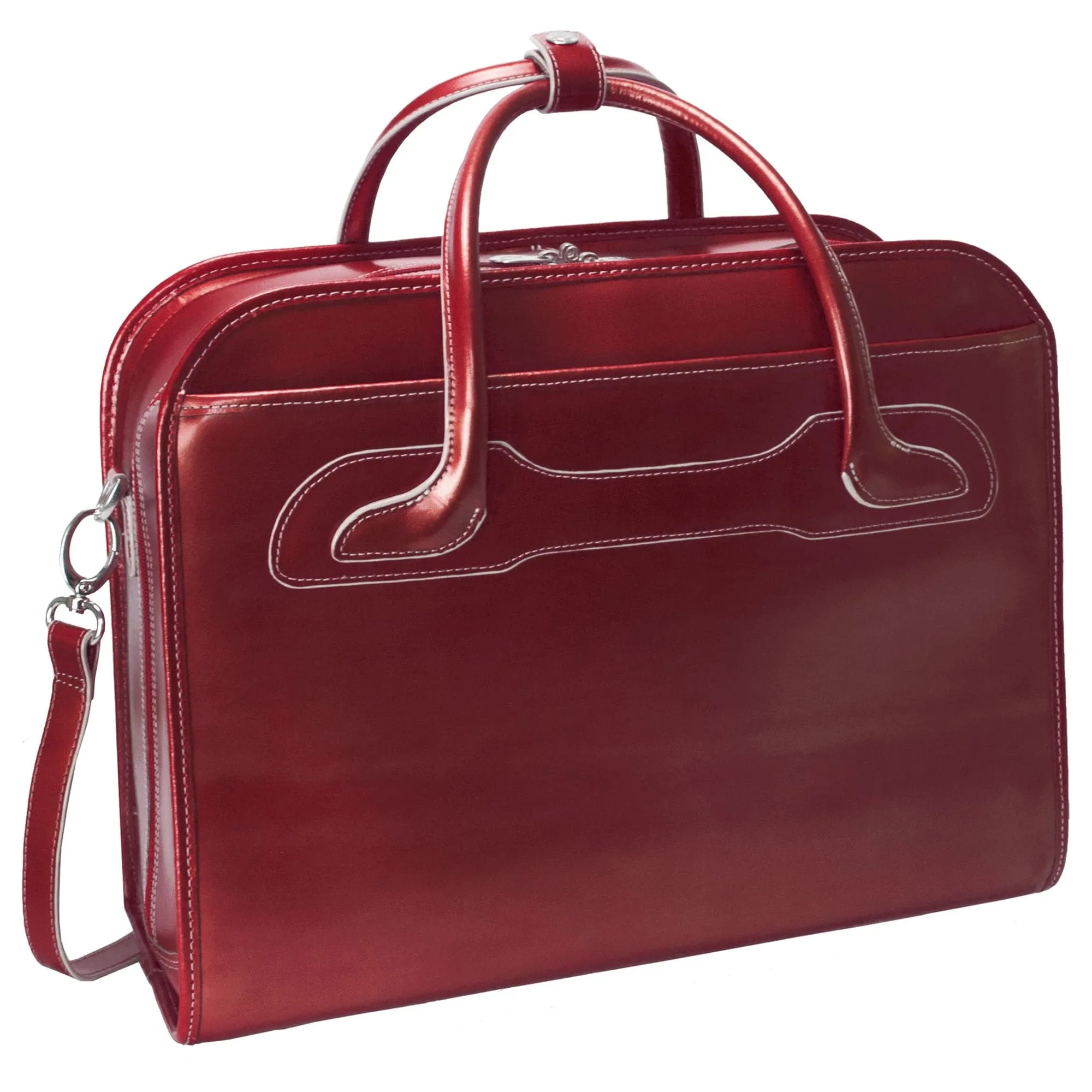 McKlein USA Willowbrook 17" Leather Patented Detachable-Wheeled Laptop Briefcase