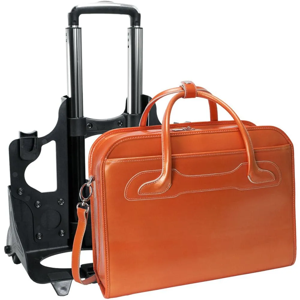 McKlein USA Willowbrook 17" Leather Patented Detachable-Wheeled Laptop Briefcase