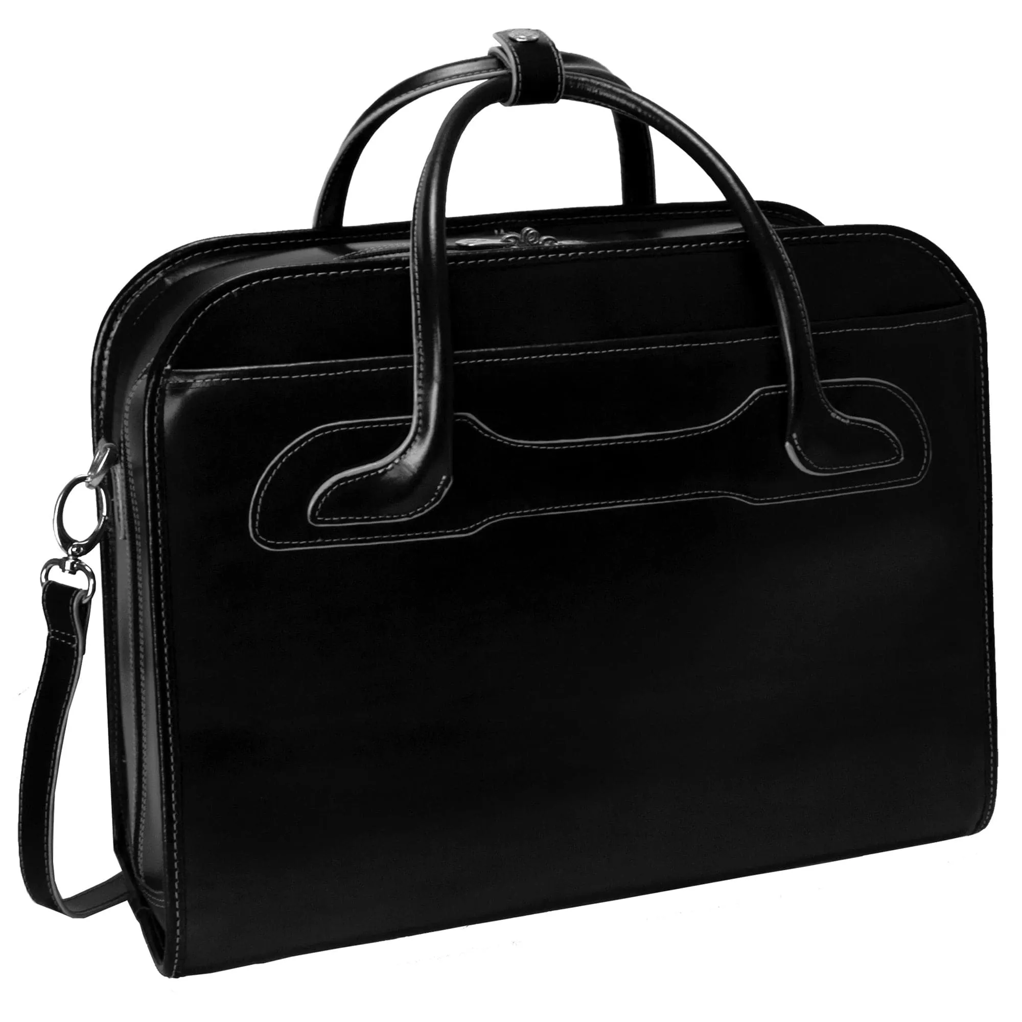 McKlein USA Willowbrook 17" Leather Patented Detachable-Wheeled Laptop Briefcase