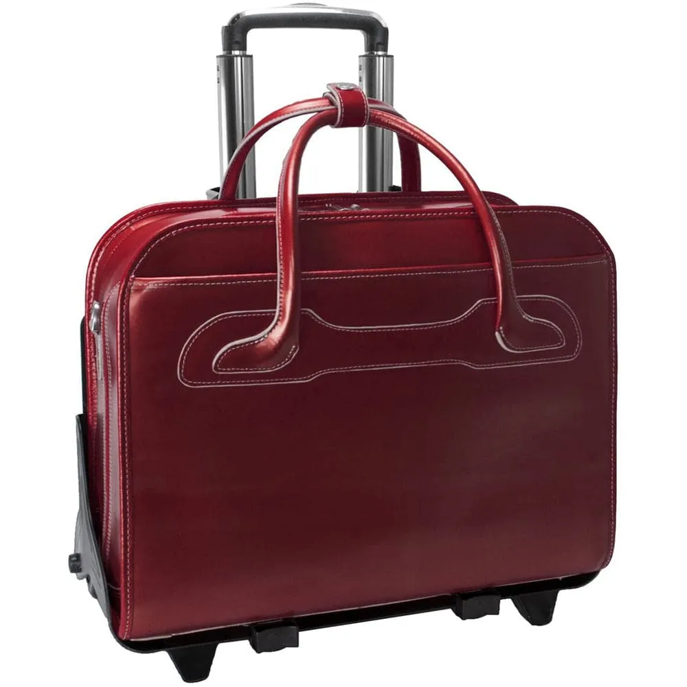 McKlein USA Willowbrook 17" Leather Patented Detachable-Wheeled Laptop Briefcase