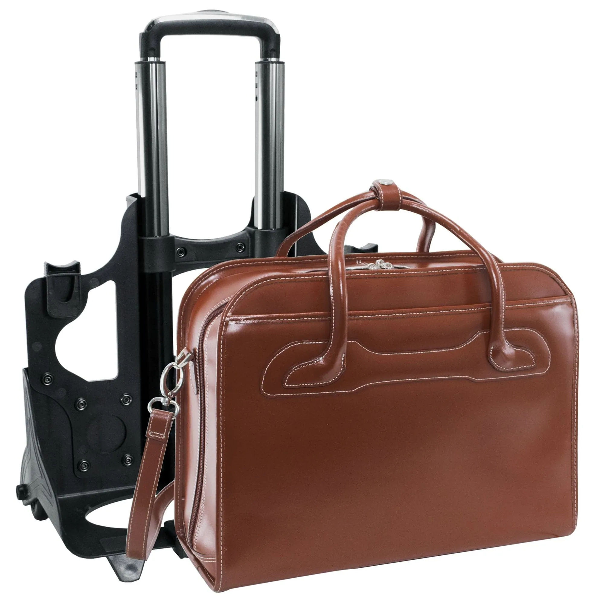 McKlein USA Willowbrook 17" Leather Patented Detachable-Wheeled Laptop Briefcase