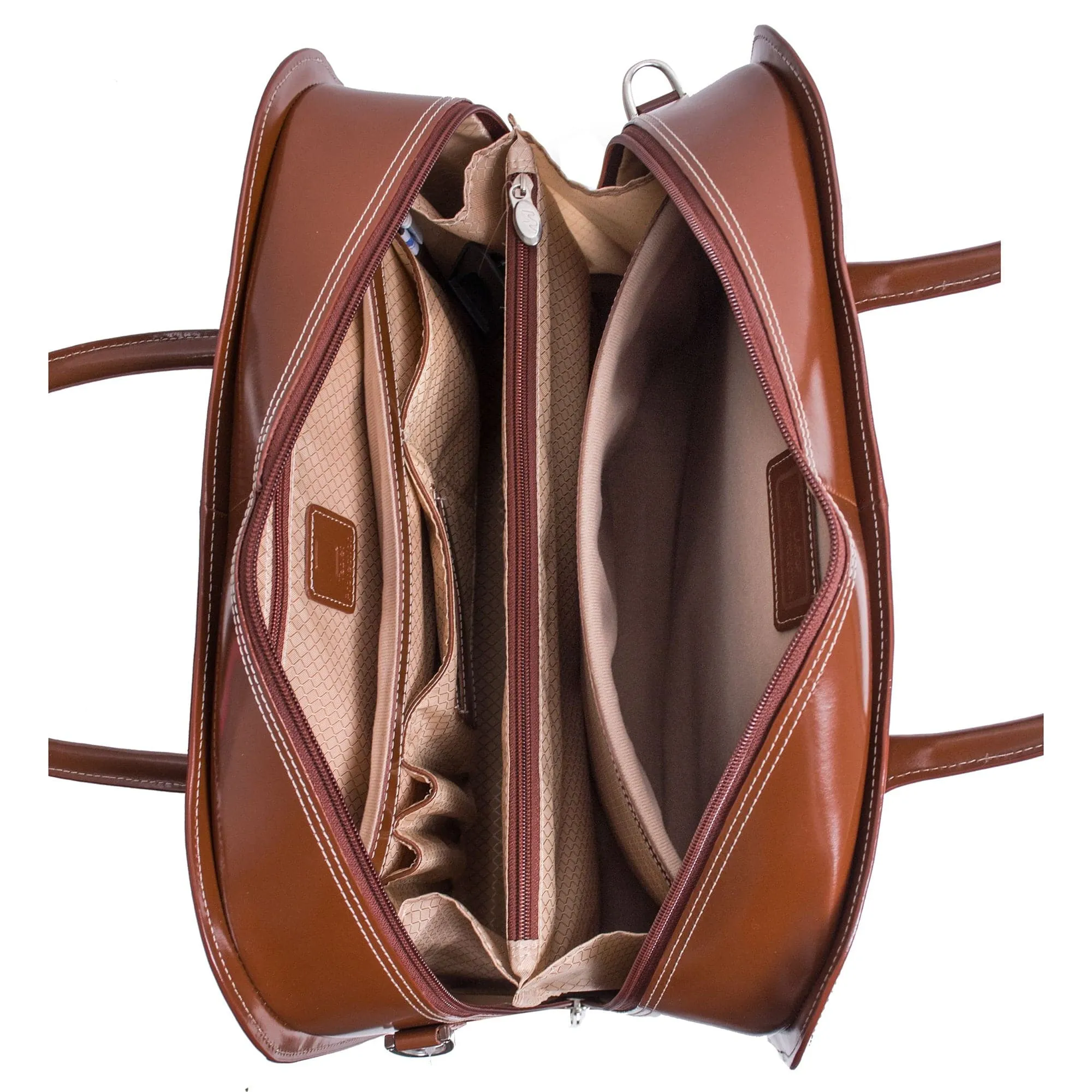 McKlein USA Willowbrook 17" Leather Patented Detachable-Wheeled Laptop Briefcase