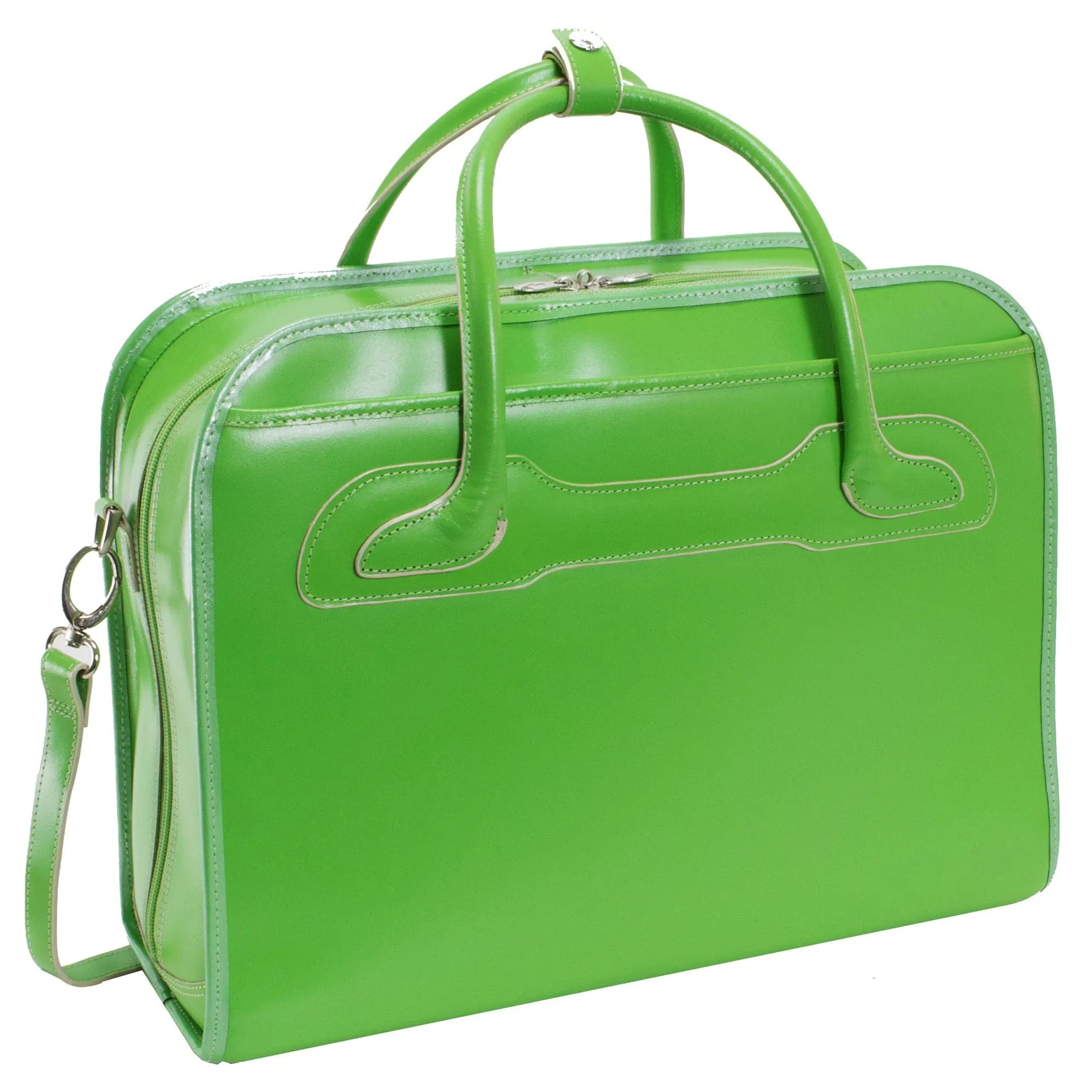 McKlein USA Willowbrook 17" Leather Patented Detachable-Wheeled Laptop Briefcase