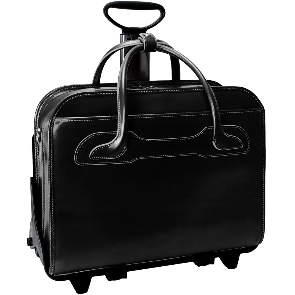McKlein USA Willowbrook 17" Leather Patented Detachable-Wheeled Laptop Briefcase