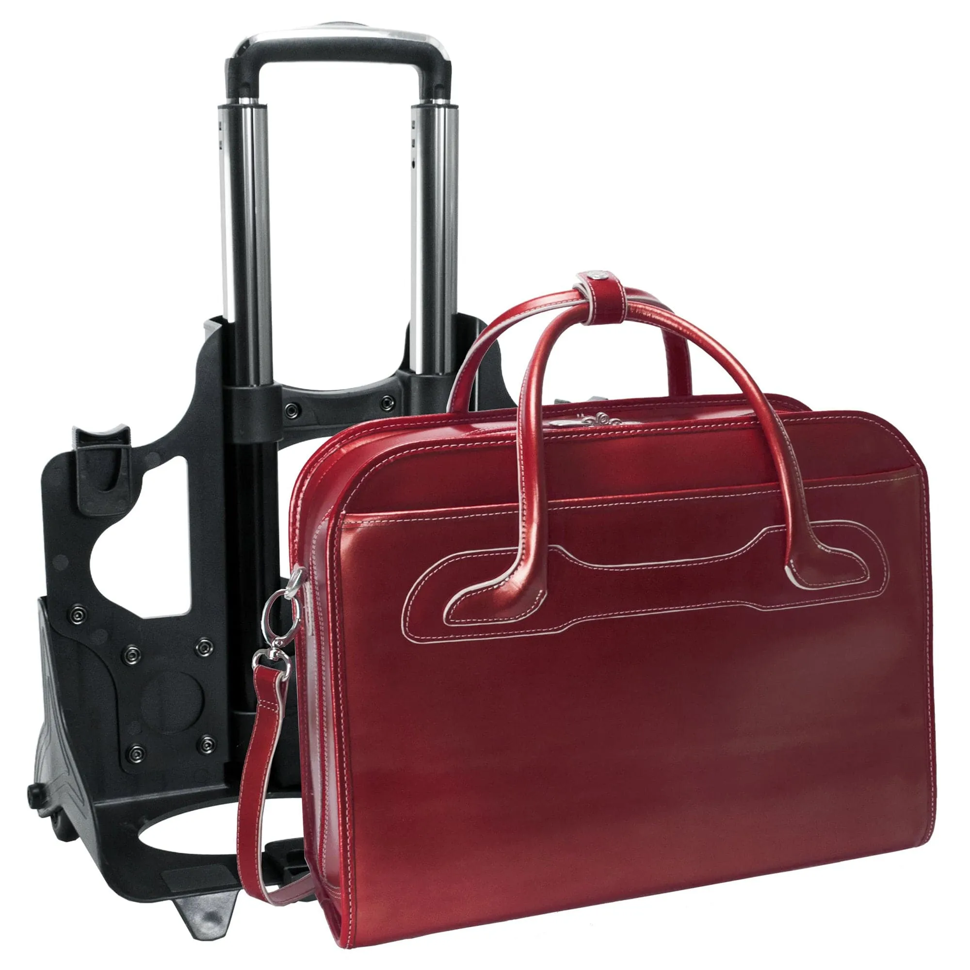 McKlein USA Willowbrook 17" Leather Patented Detachable-Wheeled Laptop Briefcase