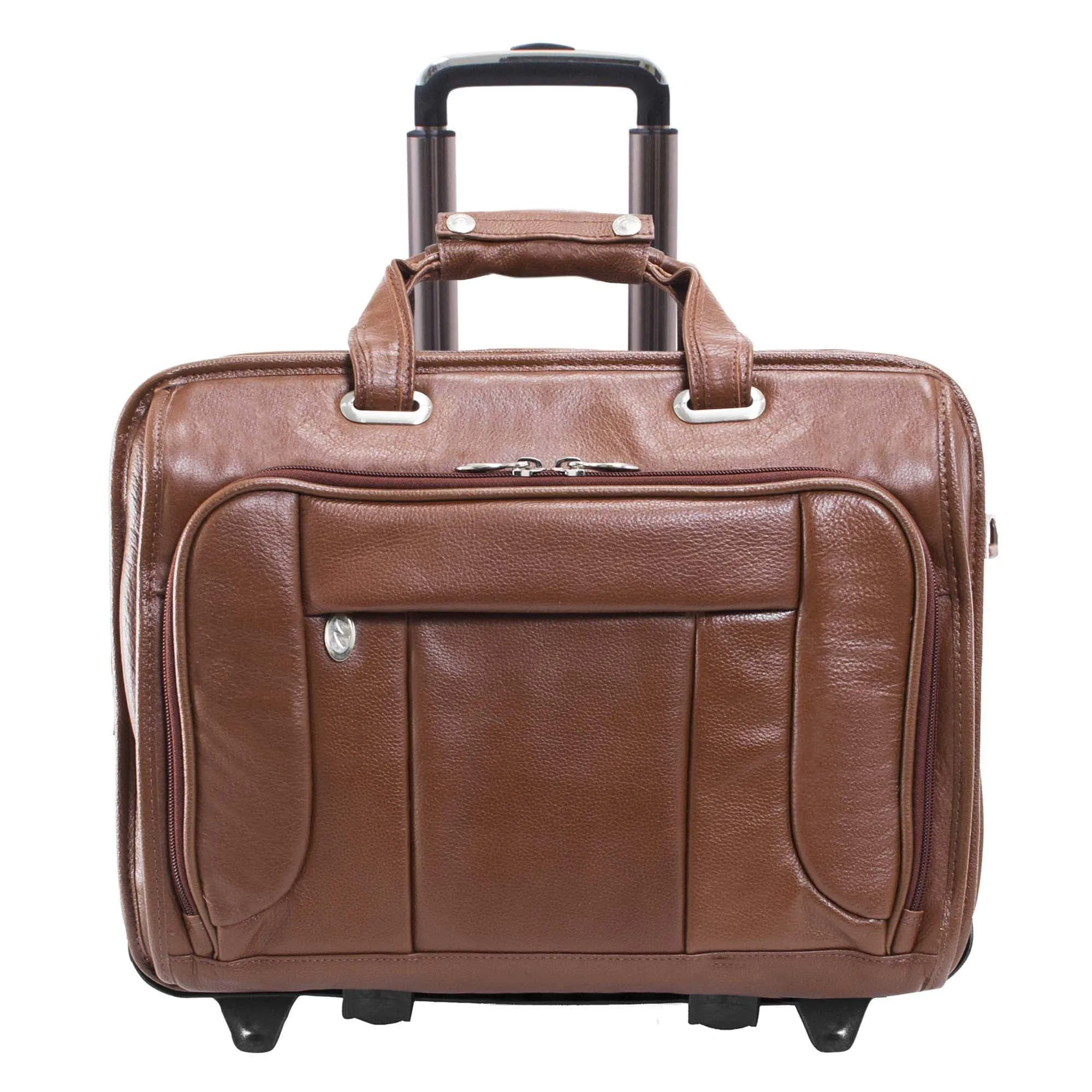 McKlein West Town 15.6" Leather Fly Through Checkpoint Friendly Patented Detachable  Wheeled Laptop Briefcase