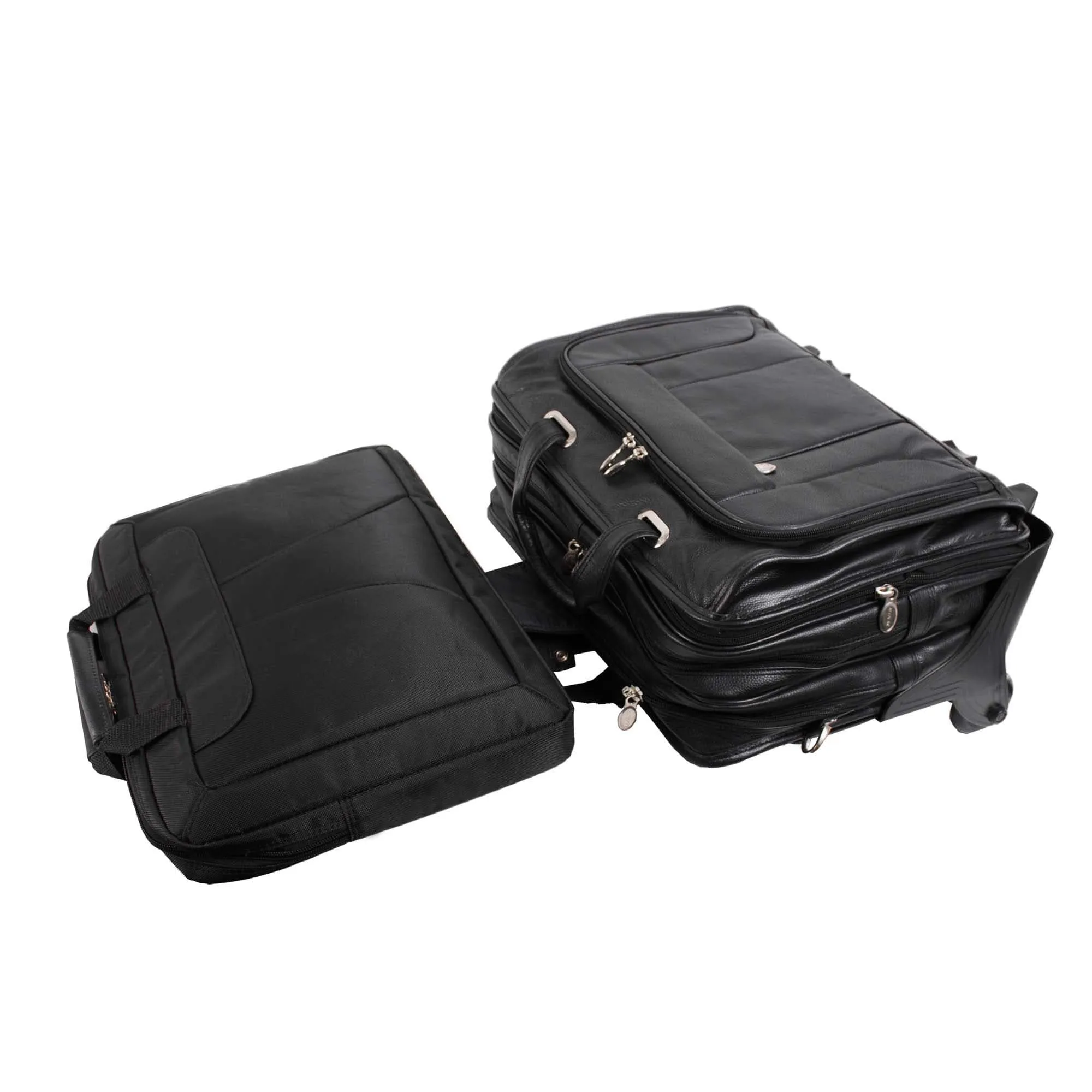 McKlein West Town 15.6" Leather Fly Through Checkpoint Friendly Patented Detachable  Wheeled Laptop Briefcase