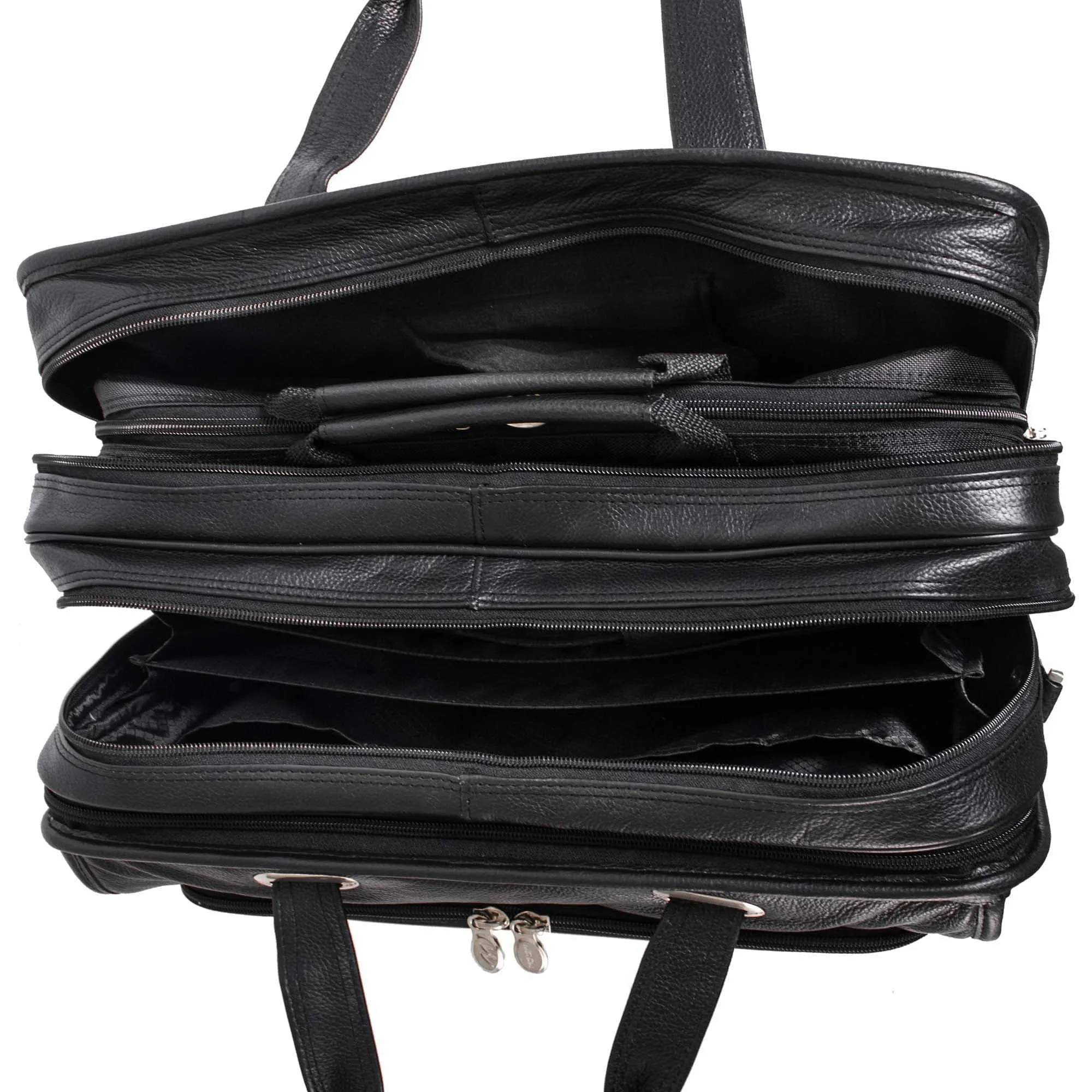 McKlein West Town 15.6" Leather Fly Through Checkpoint Friendly Patented Detachable  Wheeled Laptop Briefcase