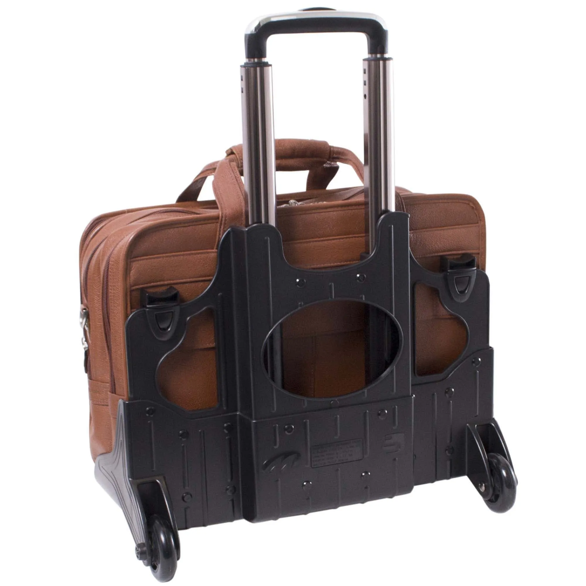 McKlein West Town 15.6" Leather Fly Through Checkpoint Friendly Patented Detachable  Wheeled Laptop Briefcase