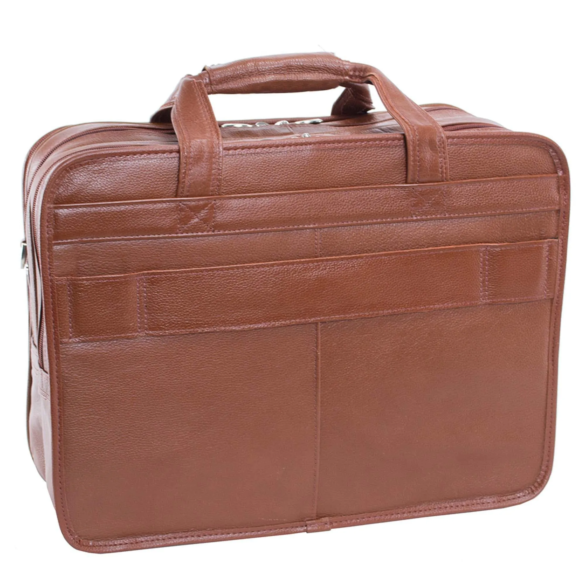 McKlein West Town 15.6" Leather Fly Through Checkpoint Friendly Patented Detachable  Wheeled Laptop Briefcase