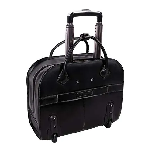 McKleinUSA L Series, Granville, Top Grain Cowhide Leather, 15" Leather Wheeled Ladies' Laptop Briefcase, Black (96145A)