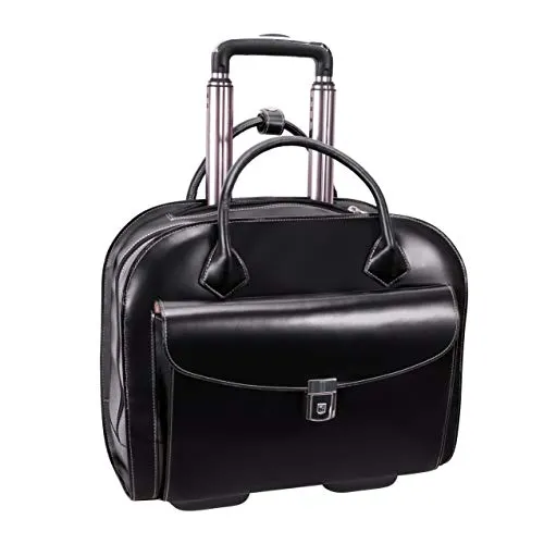McKleinUSA L Series, Granville, Top Grain Cowhide Leather, 15" Leather Wheeled Ladies' Laptop Briefcase, Black (96145A)