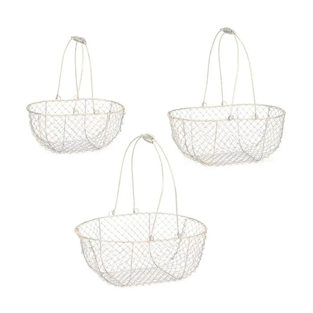 Metal Round Mesh Harvesting Basket - Silver