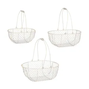 Metal Round Mesh Harvesting Basket - Silver