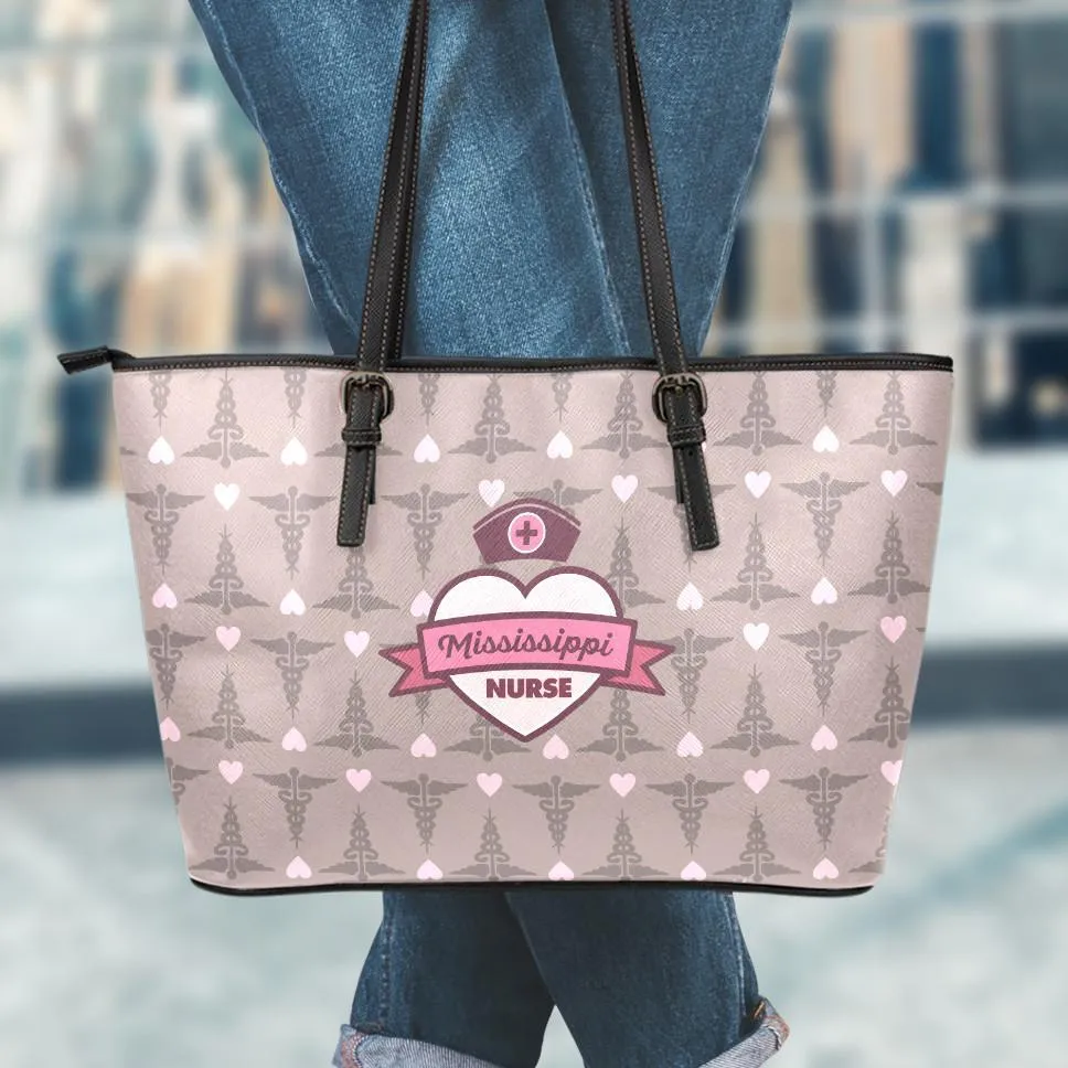 MS Nurse Small Leather Tote Bag