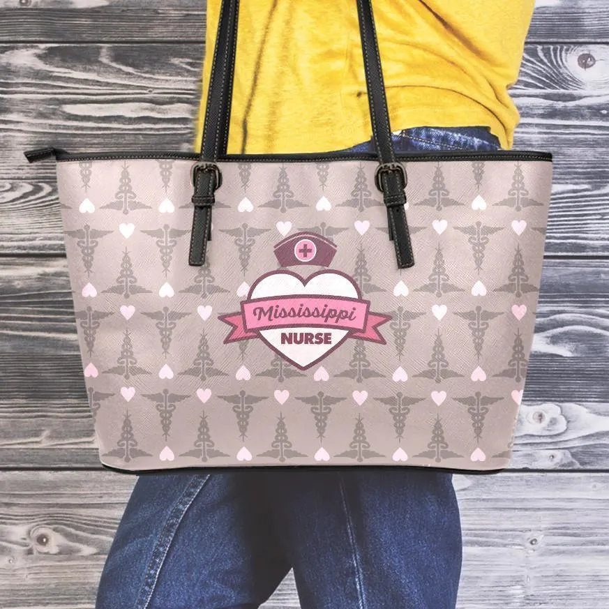 MS Nurse Small Leather Tote Bag