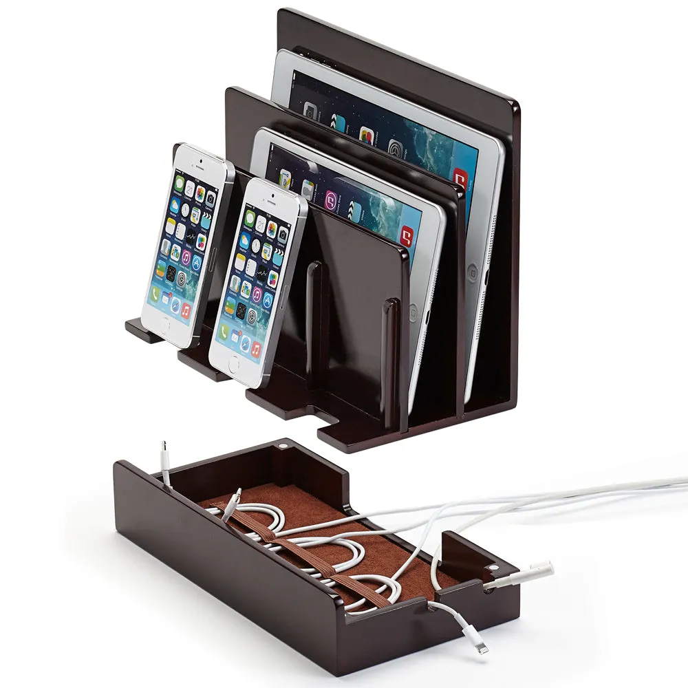 Multi-Device Charging Station Polished Chestnut