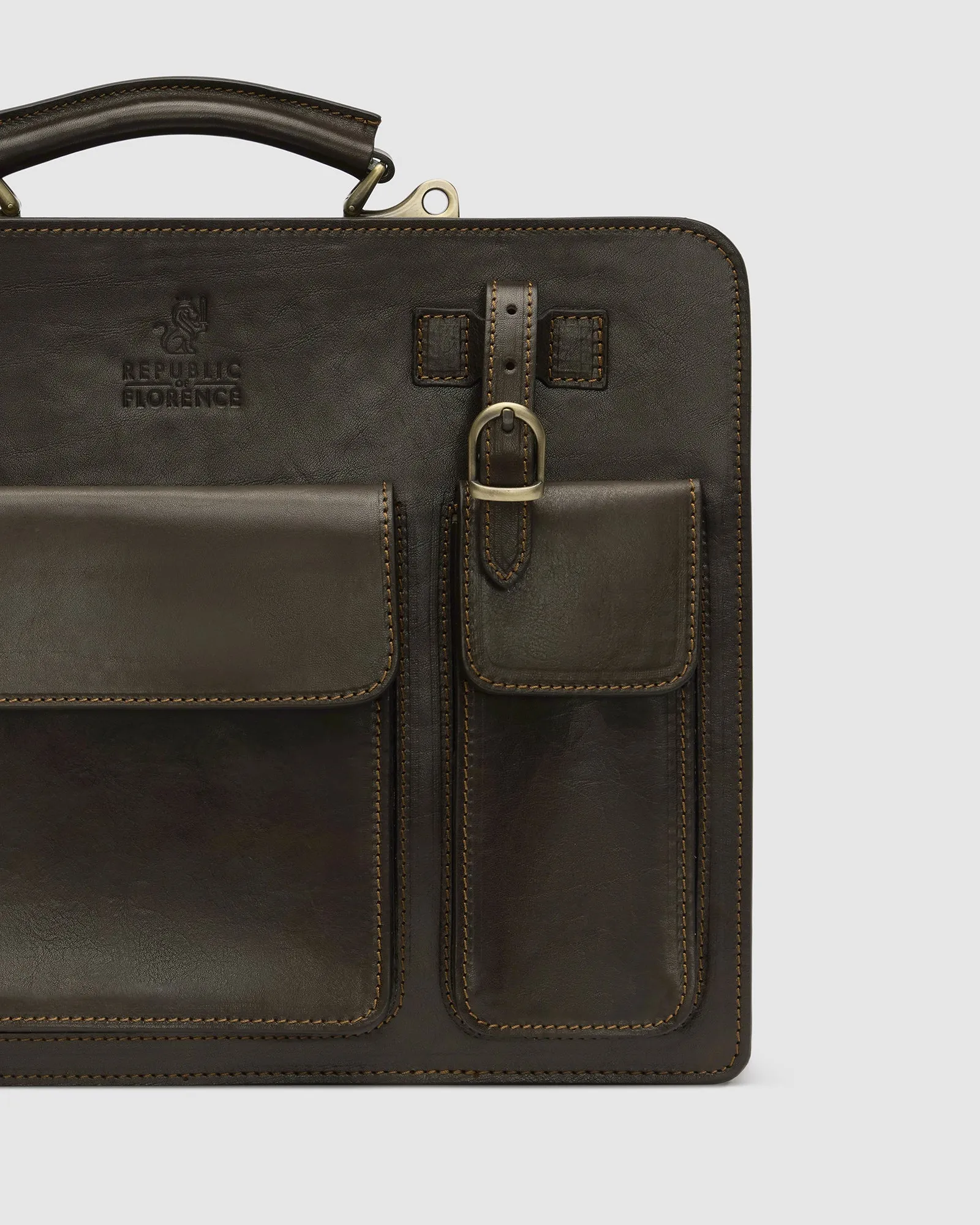 Munich Choc - Leather Briefcase double compartments