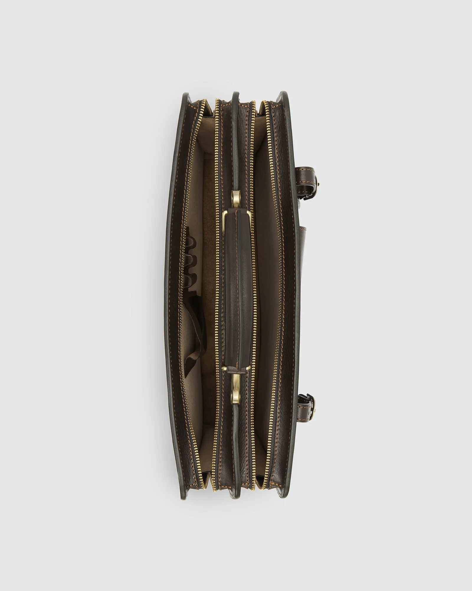 Munich Choc - Leather Briefcase double compartments