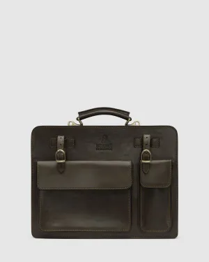 Munich Choc - Leather Briefcase double compartments