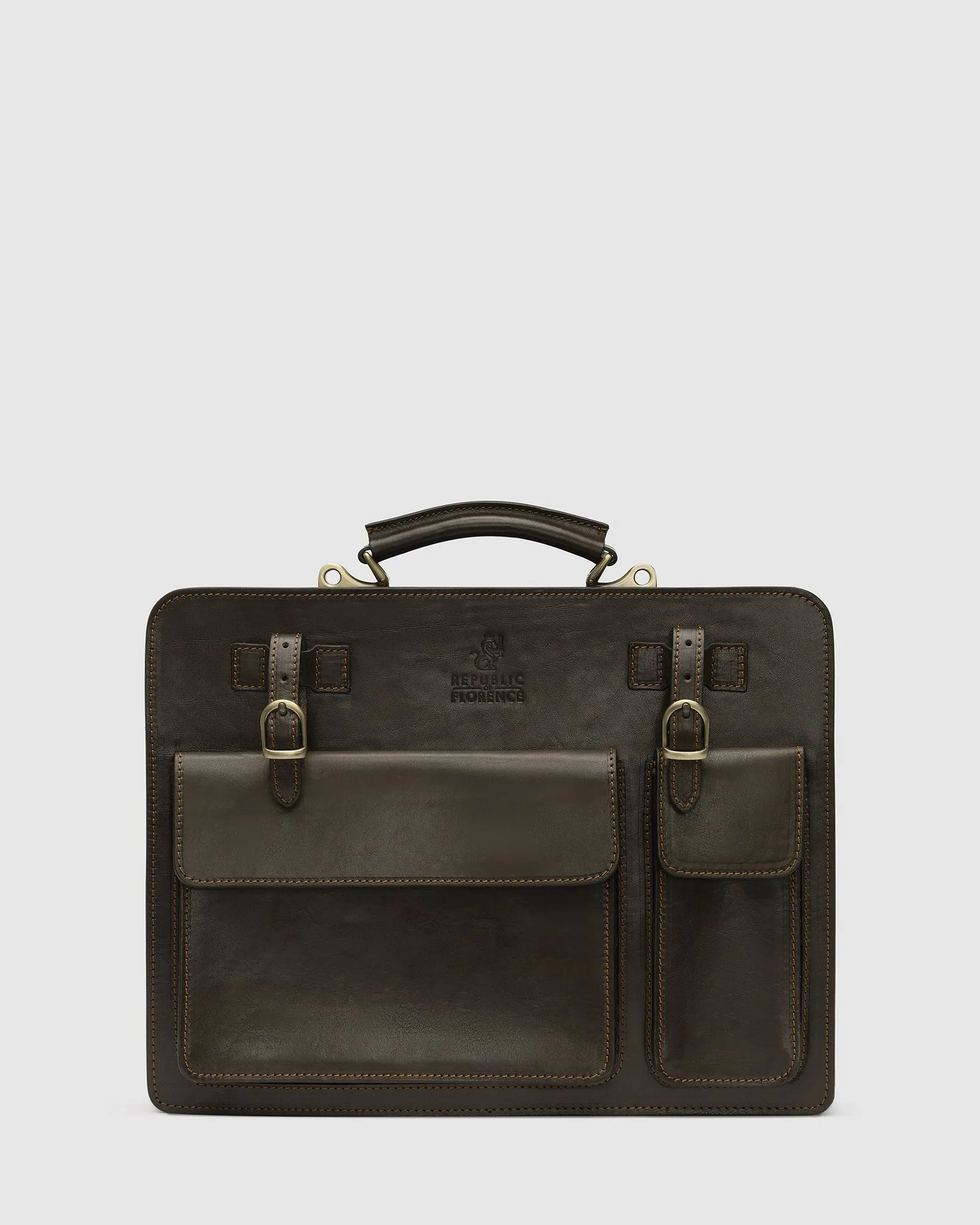 Munich Choc - Leather Briefcase double compartments