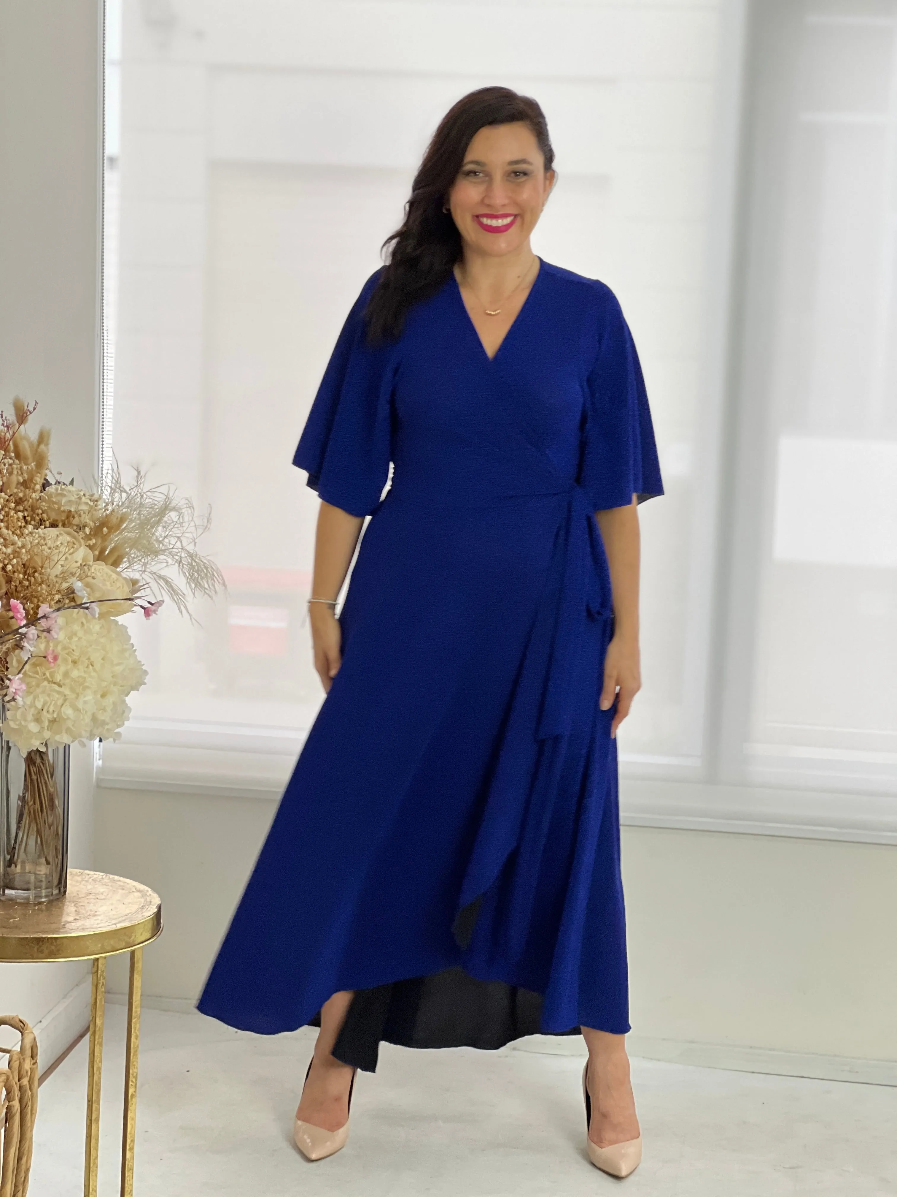Parker Royal Glitter Wrap Dress