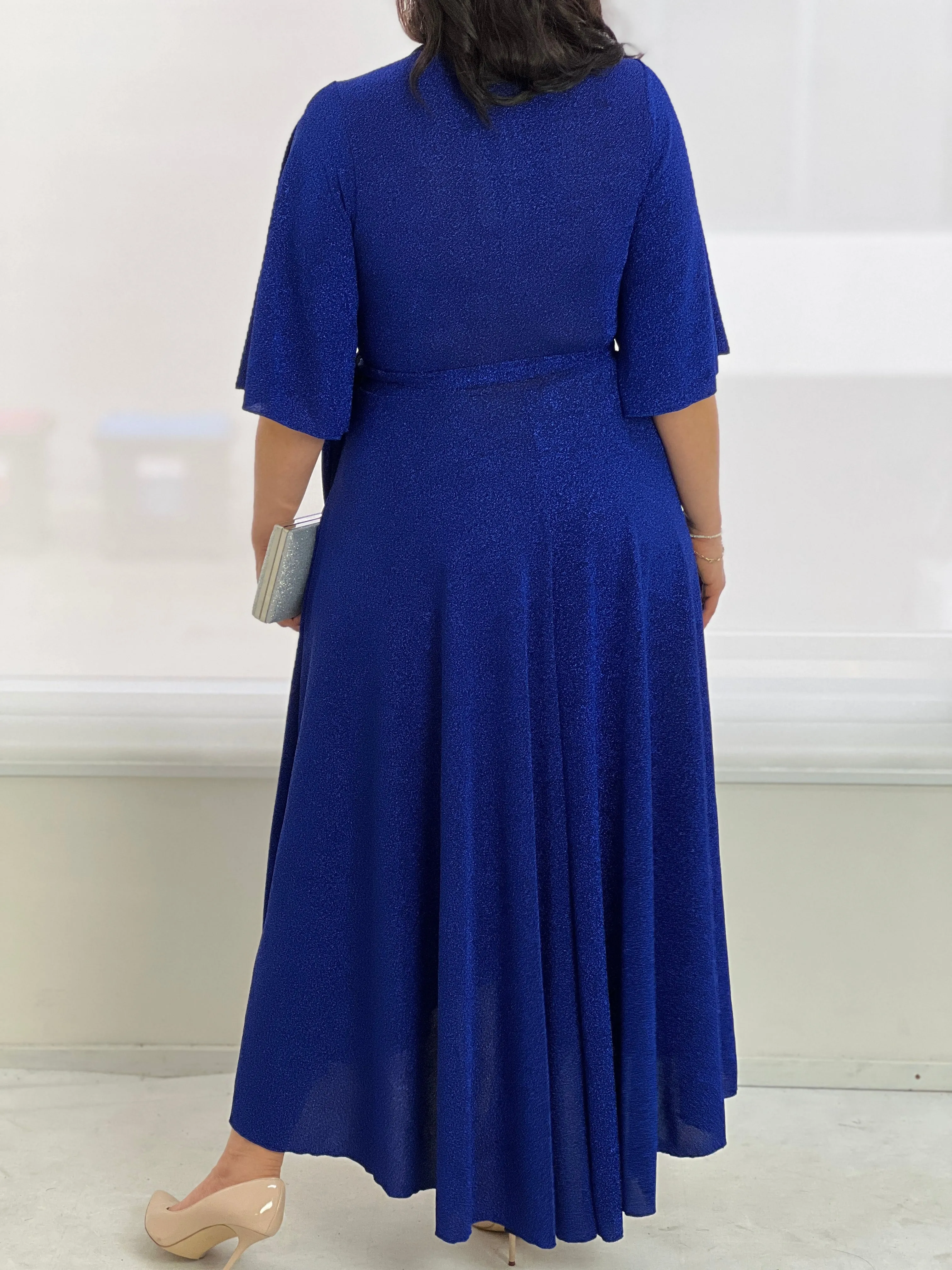 Parker Royal Glitter Wrap Dress