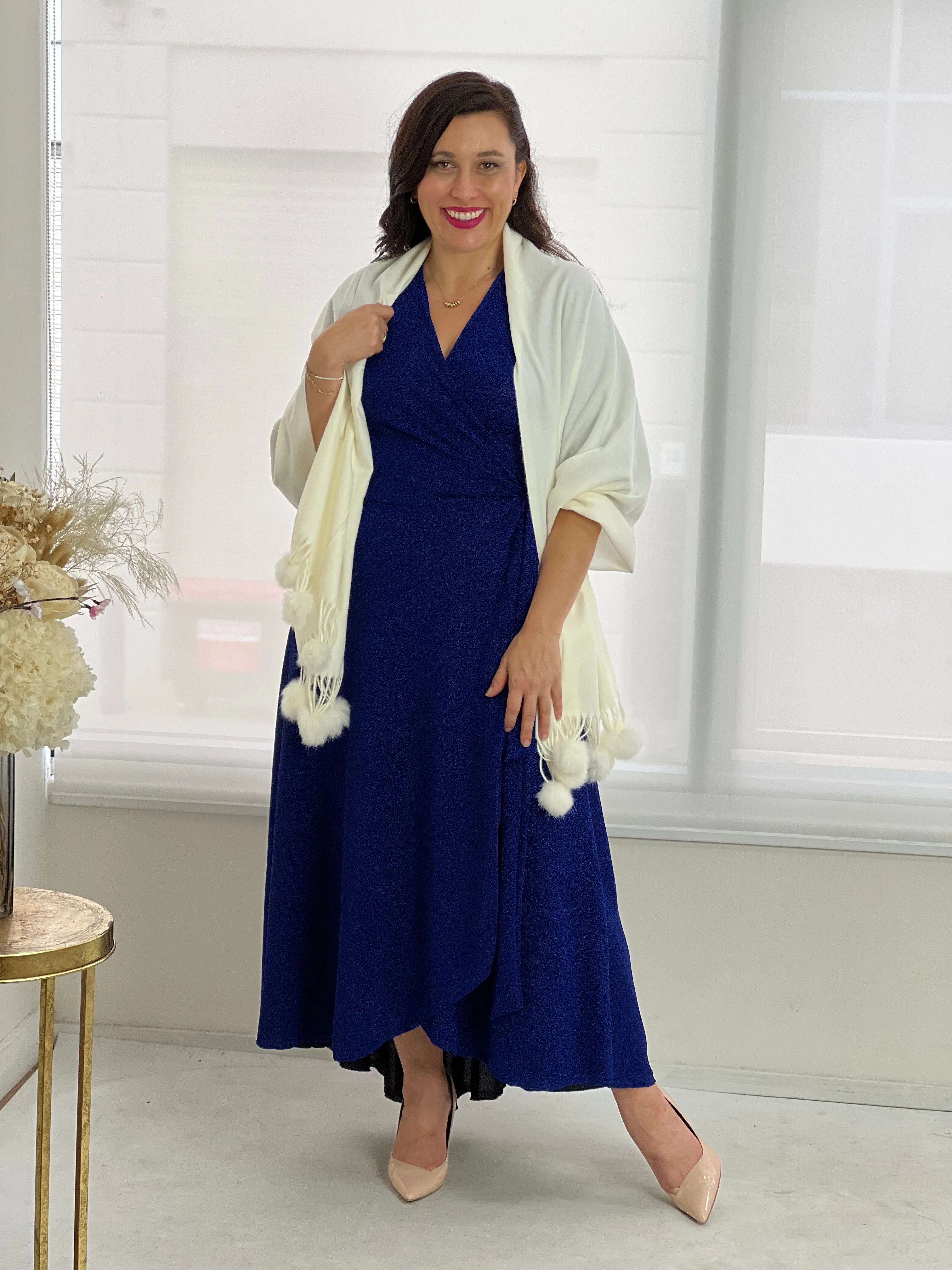 Parker Royal Glitter Wrap Dress