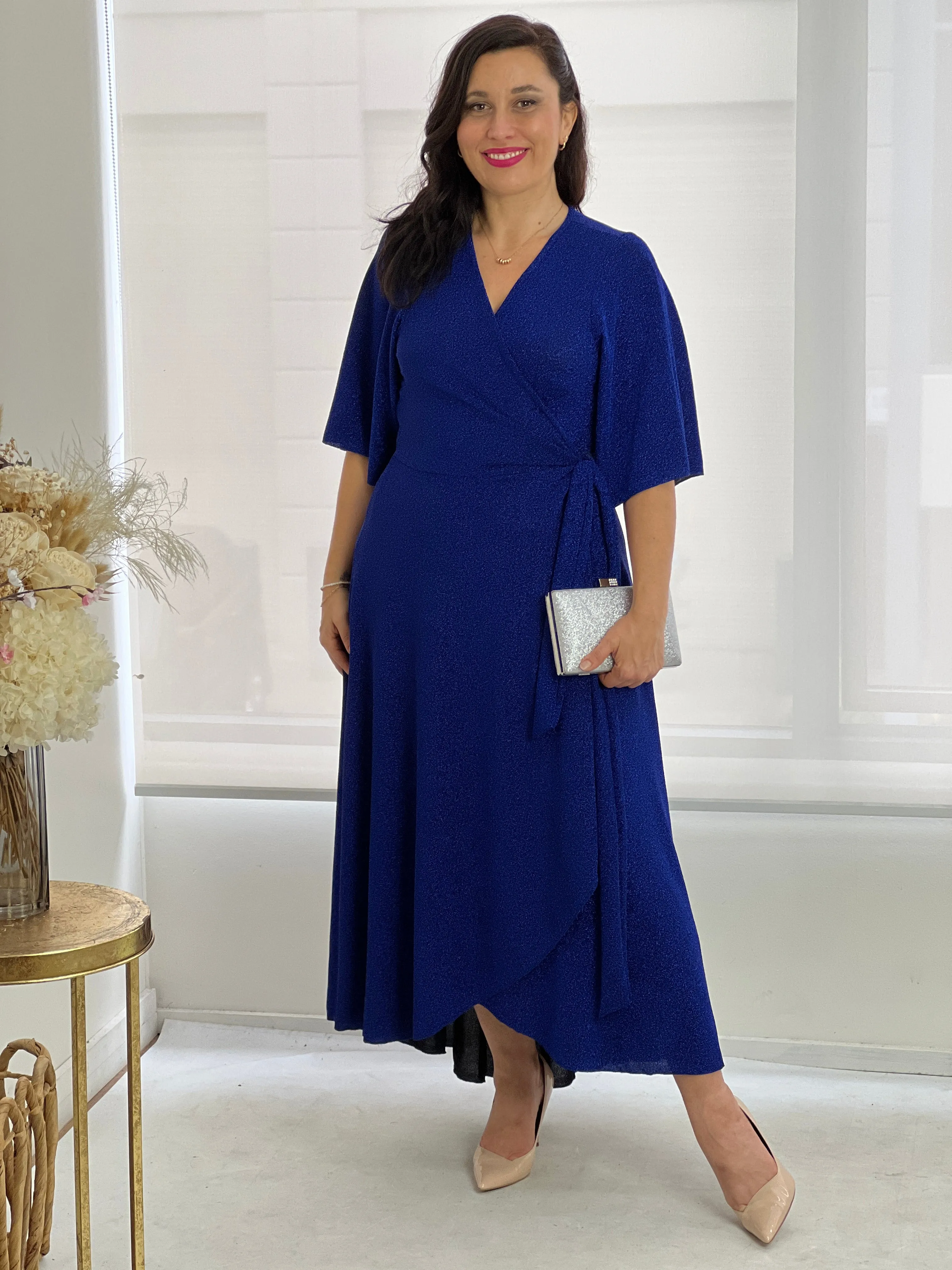 Parker Royal Glitter Wrap Dress