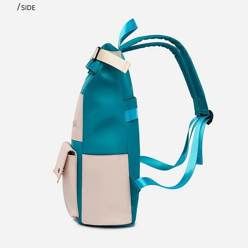 Patchwork Large Capacity Rolltop Women's Backpack