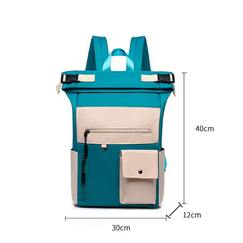 Patchwork Large Capacity Rolltop Women's Backpack