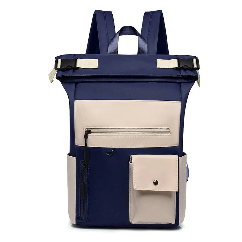 Patchwork Large Capacity Rolltop Women's Backpack