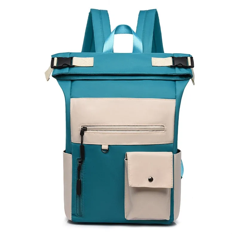 Patchwork Large Capacity Rolltop Women's Backpack