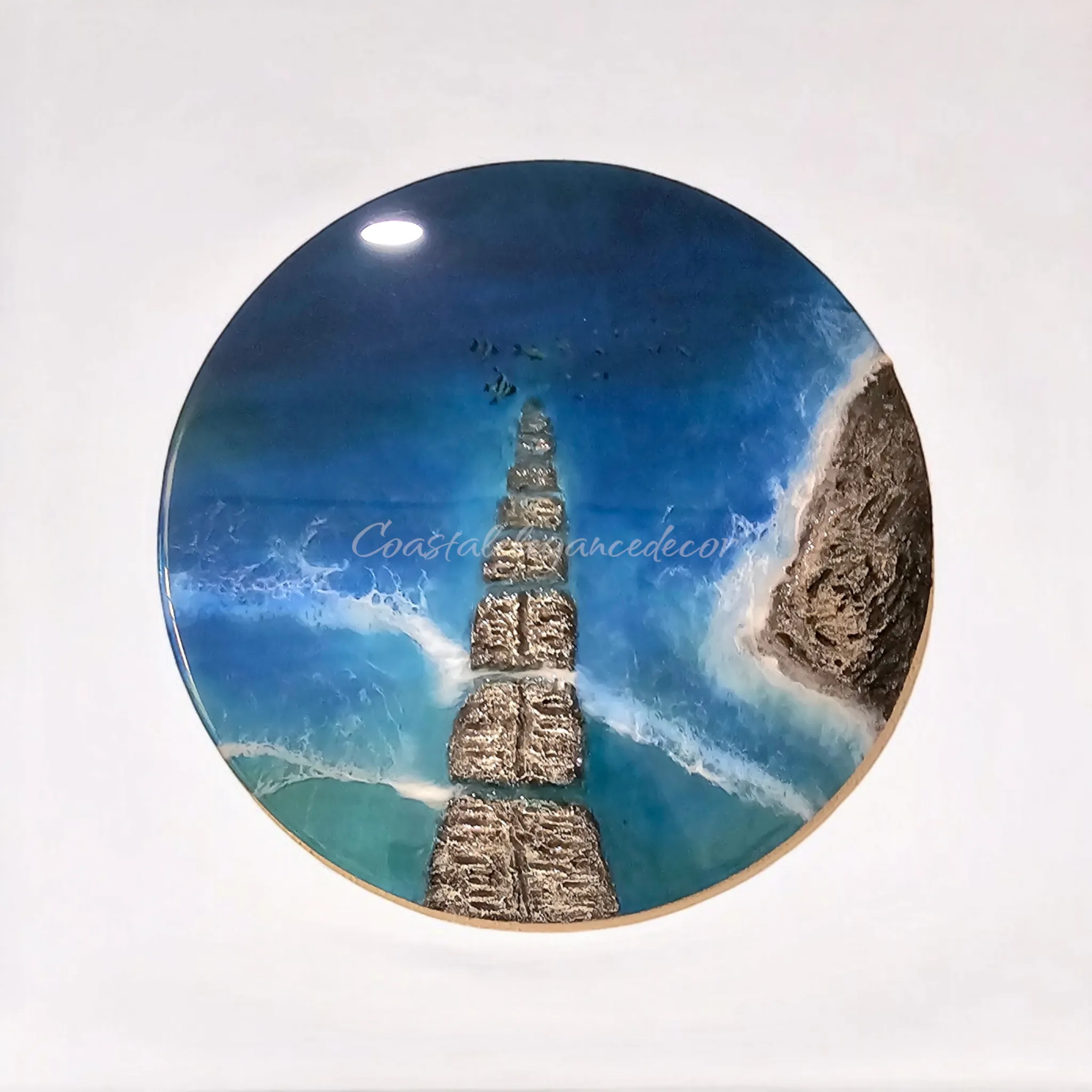 Pathway to the Sea Tropical Water Resin Beach Round Wall Decoration