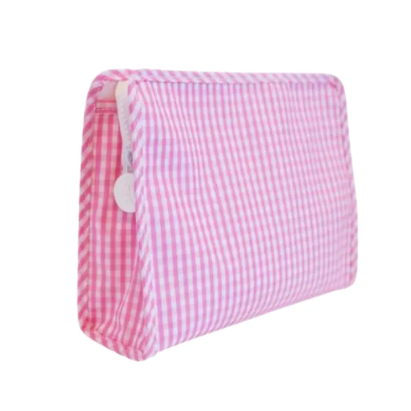 Personalized Nylon Pink Gingham Duet Pouches
