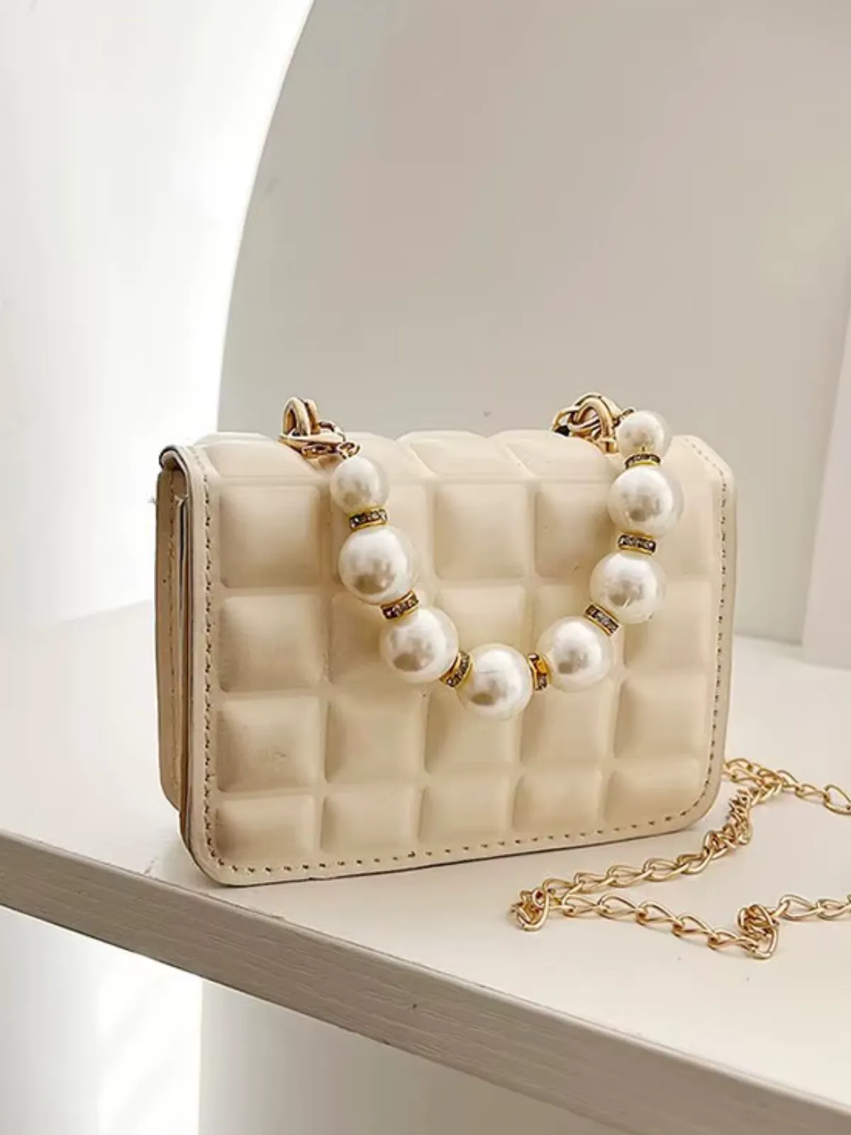 Petite and Polished Pearl-Embellished Quilted Mini Bag