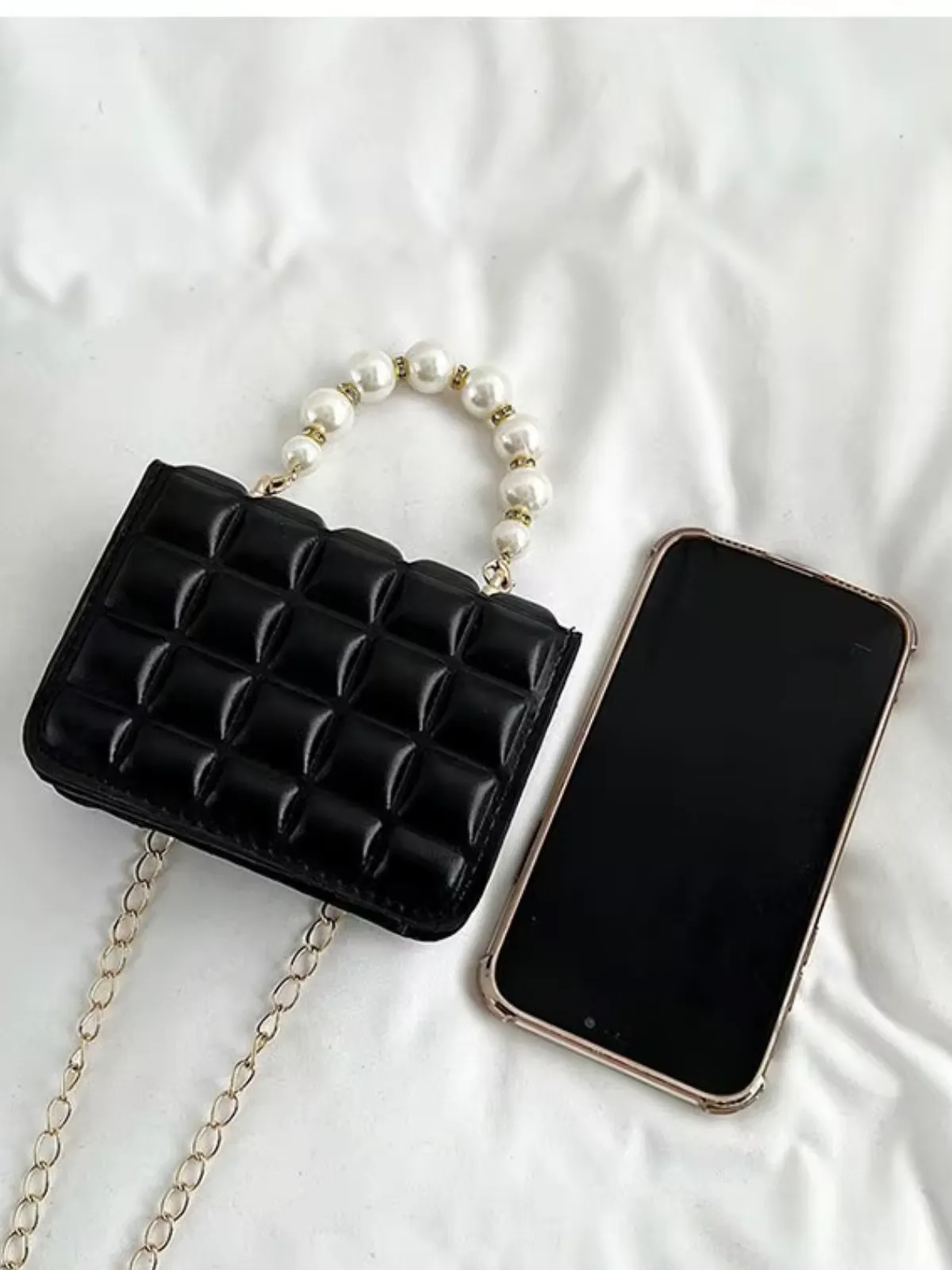Petite and Polished Pearl-Embellished Quilted Mini Bag